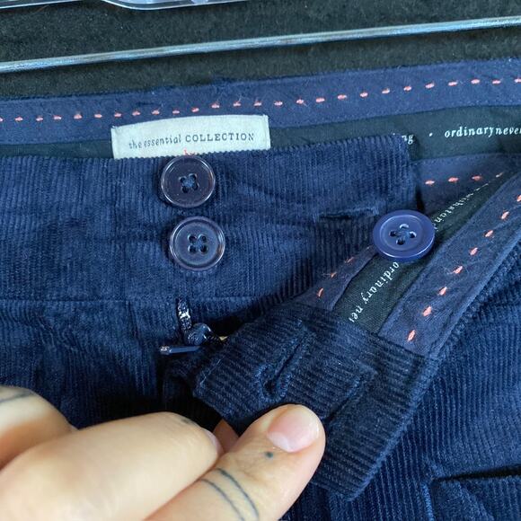 Anthropologie Womens Pants Blue Corduroy The Essential Slim Cropped Ankle 10 - Picture 4 of 12